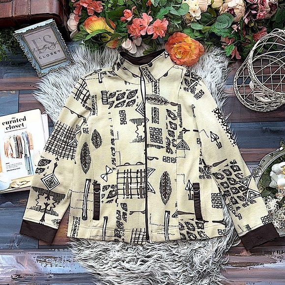 Vintage Rafael Sport Vintage Abstract Print Cotton Blend Lightweight Jacket - Picture 3 of 10